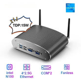 GTBOX Fanless Industrial Mini PC intel N100 Win 11 pro Desktop Computer MR02  with 4*Intel LAN i225, 2 COM, 3 USB for Linux